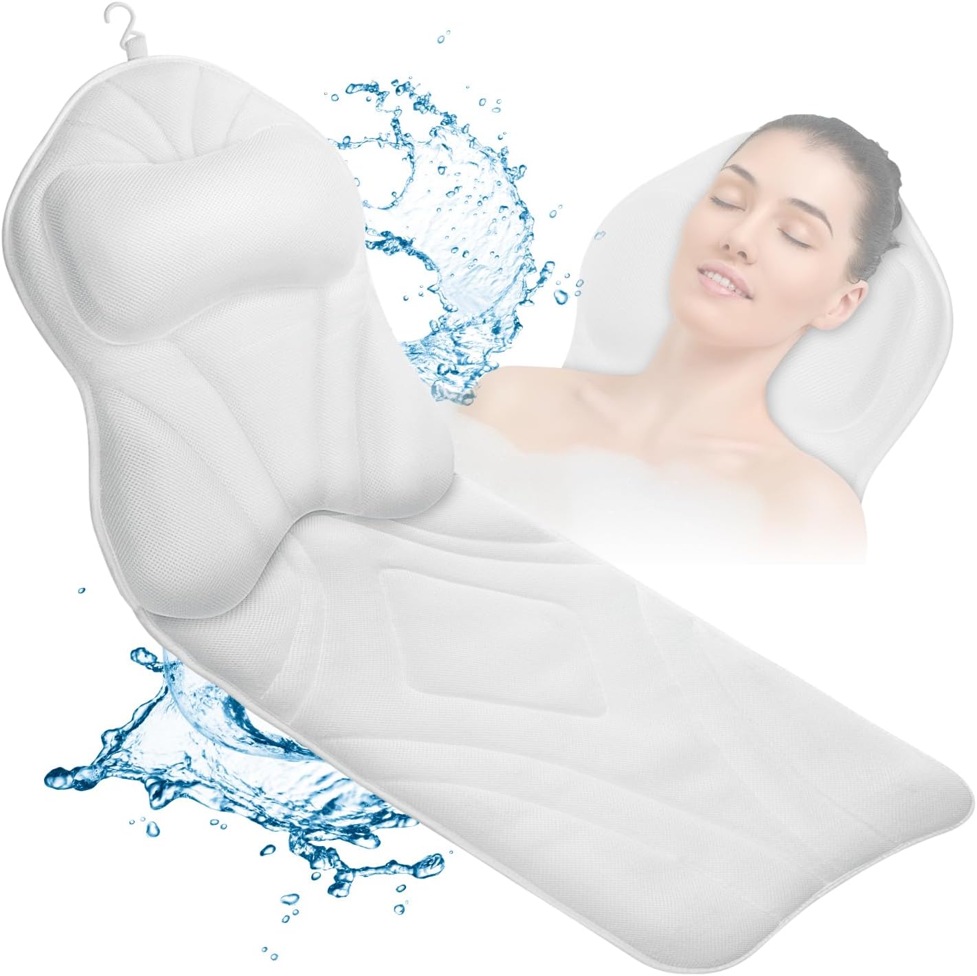 Full Body Bath Pillow for Bathtub, Thick & Luxury Bathtub Cushion with 192 Suction Cups, Bathtub Pillows for Head & Neck, Back Support, Ideal Bath Accessories for Women' Gifts Spa, Soaking, Tub