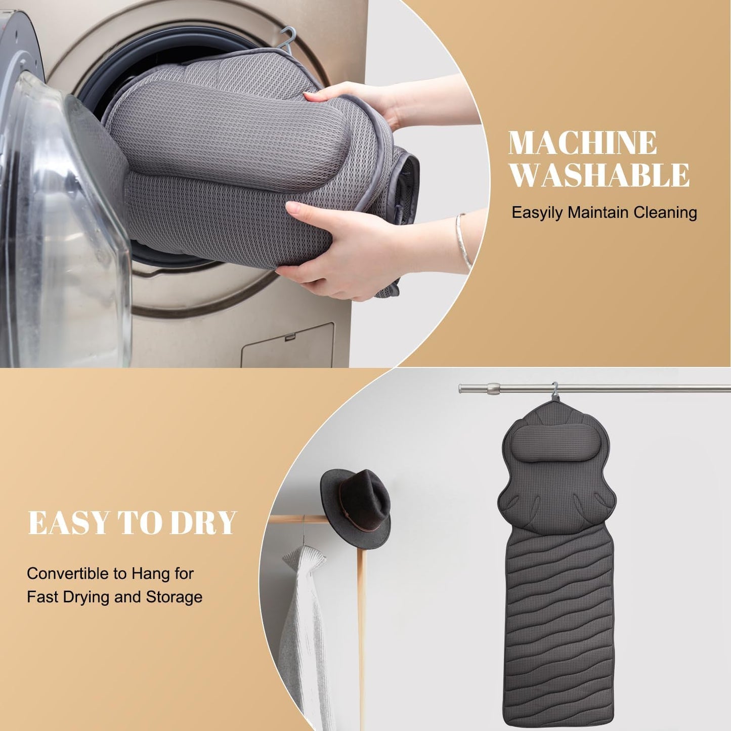 Extra Thick Full Body Bath Pillows for Bathtub- Luxury Bath Cushion for Head, Neck and Back Support, Soft Bath Pillow for Tub, Comfort Relaxation Spa Gifts Bathtub Accessories for Women