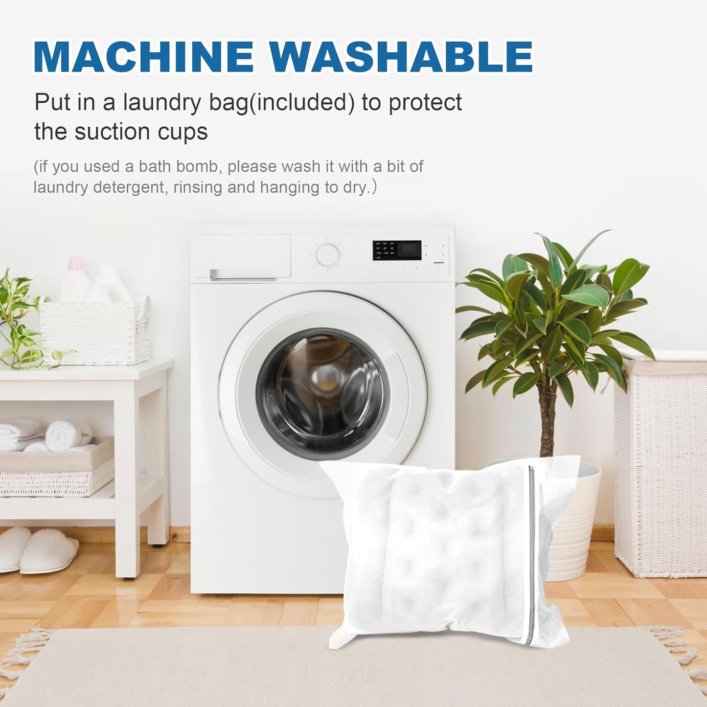 Luxury Full Body Bath Pillow for Bathtub, Bath Pillows for Tub with Mesh Laundry Bag, Cushion for Bathtub Headrest Neck Back Support - 5D Air Mesh & Quick Drying | White 63" x 16"