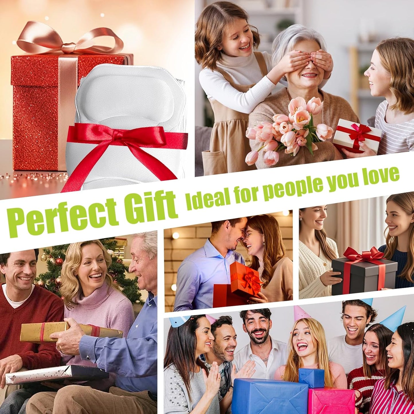 Full Body Bath Pillow for Tub - Extra Long & Thick Tub Pillow with Head, Back & Lumbar Support, 168 Non-Slip Suction Cups, Soft 5D Mesh Spa Cushion, Fits All Tubs-Gift for Soaking