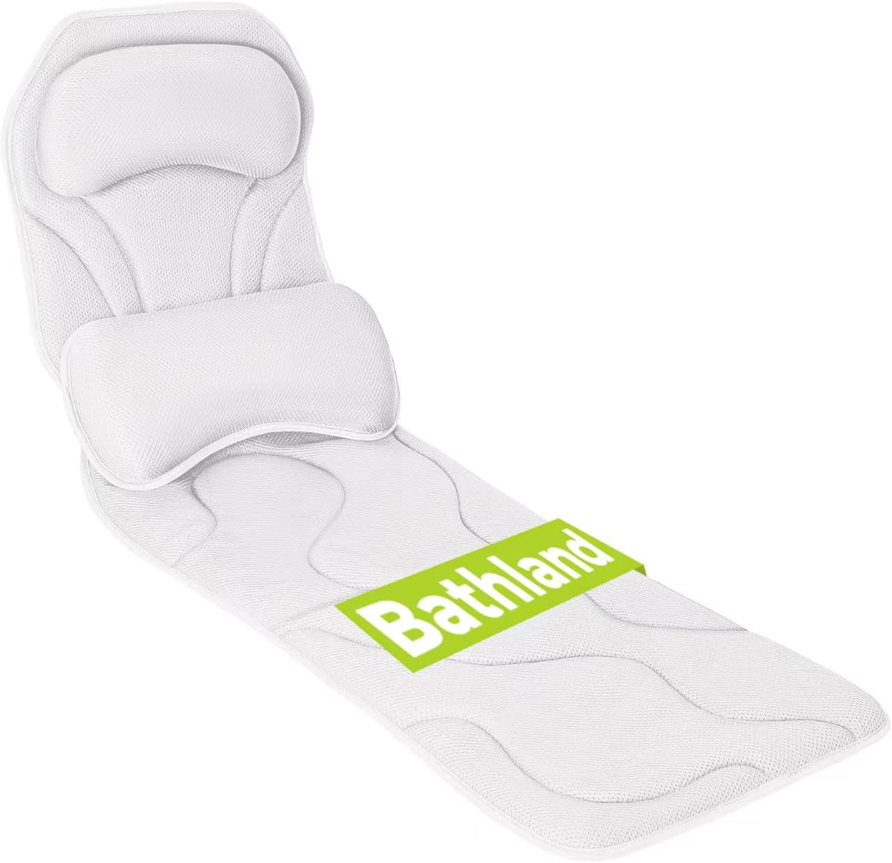 Full Body Bath Pillow for Tub - Extra Long & Thick Tub Pillow with Head, Back & Lumbar Support, 168 Non-Slip Suction Cups, Soft 5D Mesh Spa Cushion, Fits All Tubs-Gift for Soaking