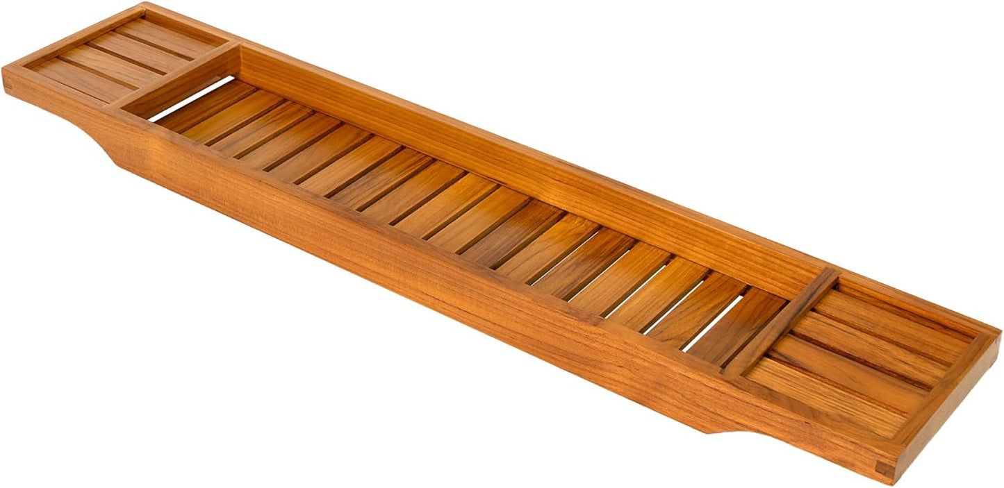 VaeFae Teak Bathtub Tray, Wooden Bath Caddy for Bathtub, Bath Tub Wood Table for Tub
