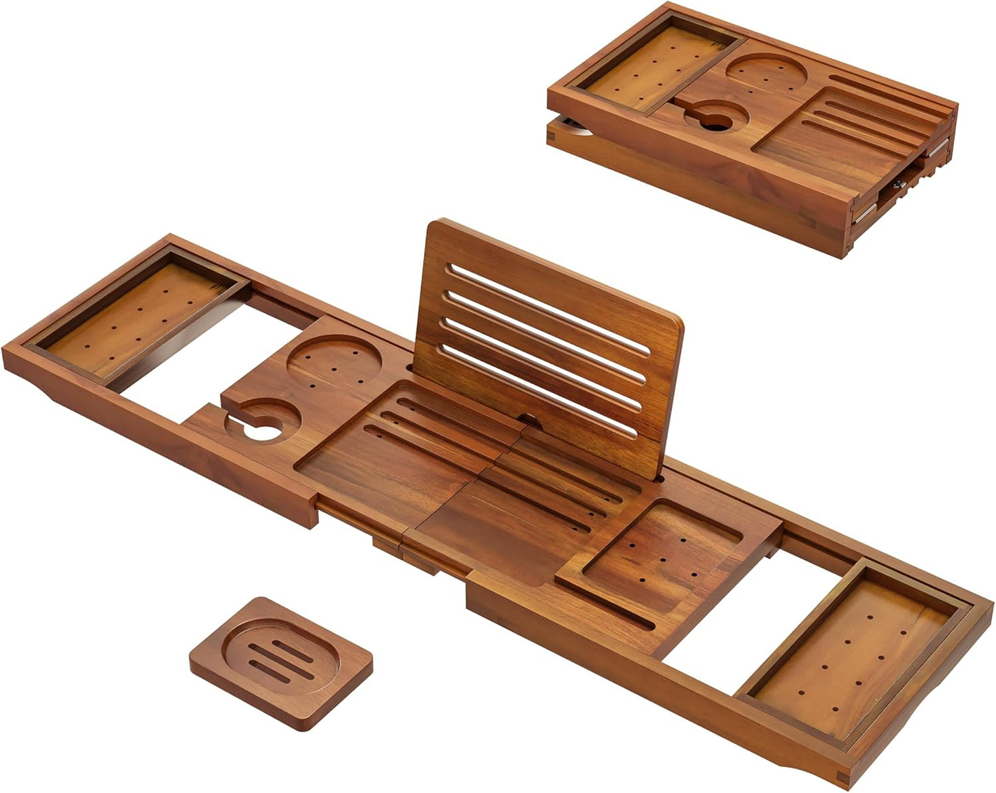 Premium Foldable Teak Bathtub Tray, Expandable Bath Tray for Tub, Luxury Bathtub & Bathroom Accessories