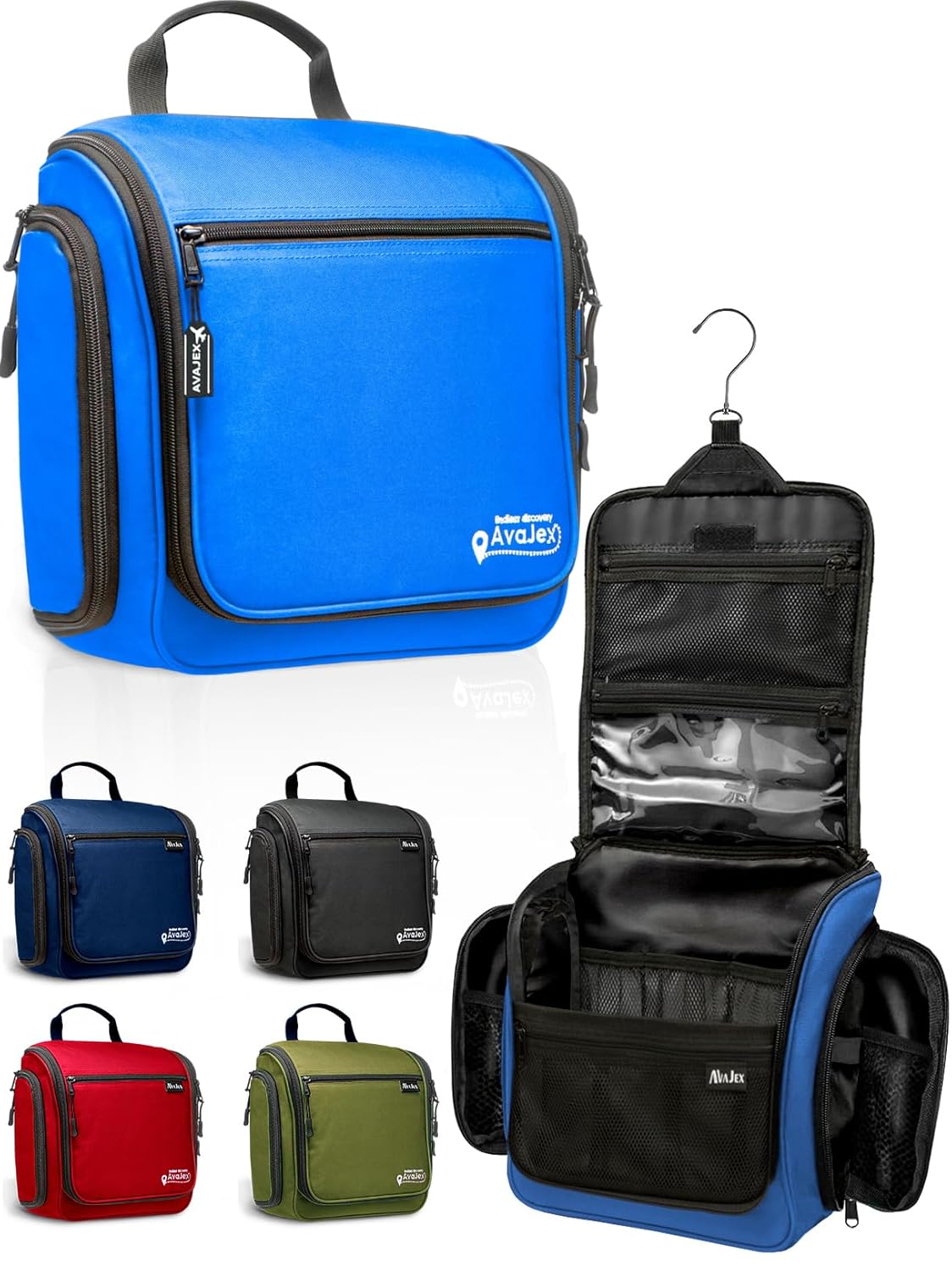 Travel Toiletry Bag for Men and Women - Large Hanging Toiletry Organizer - Waterproof Hygiene Bag with Metal XXL Swivel Hook, with Sturdy Zippers and 19 Compartments for Toiletries, Makeup, Cosmetics