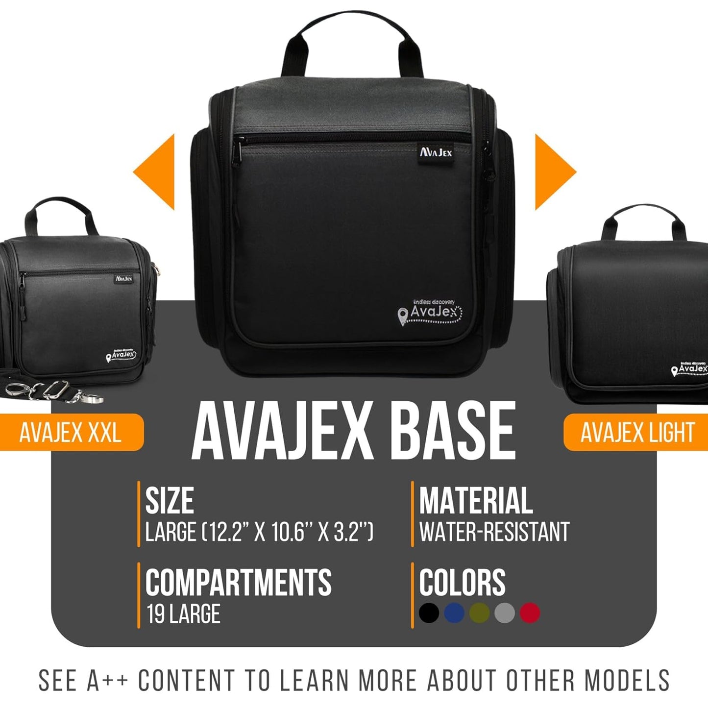 Travel Toiletry Bag for Men and Women - Large Hanging Toiletry Organizer - Waterproof Hygiene Bag with Metal XXL Swivel Hook, with Sturdy Zippers and 19 Compartments for Toiletries, Makeup, Cosmetics