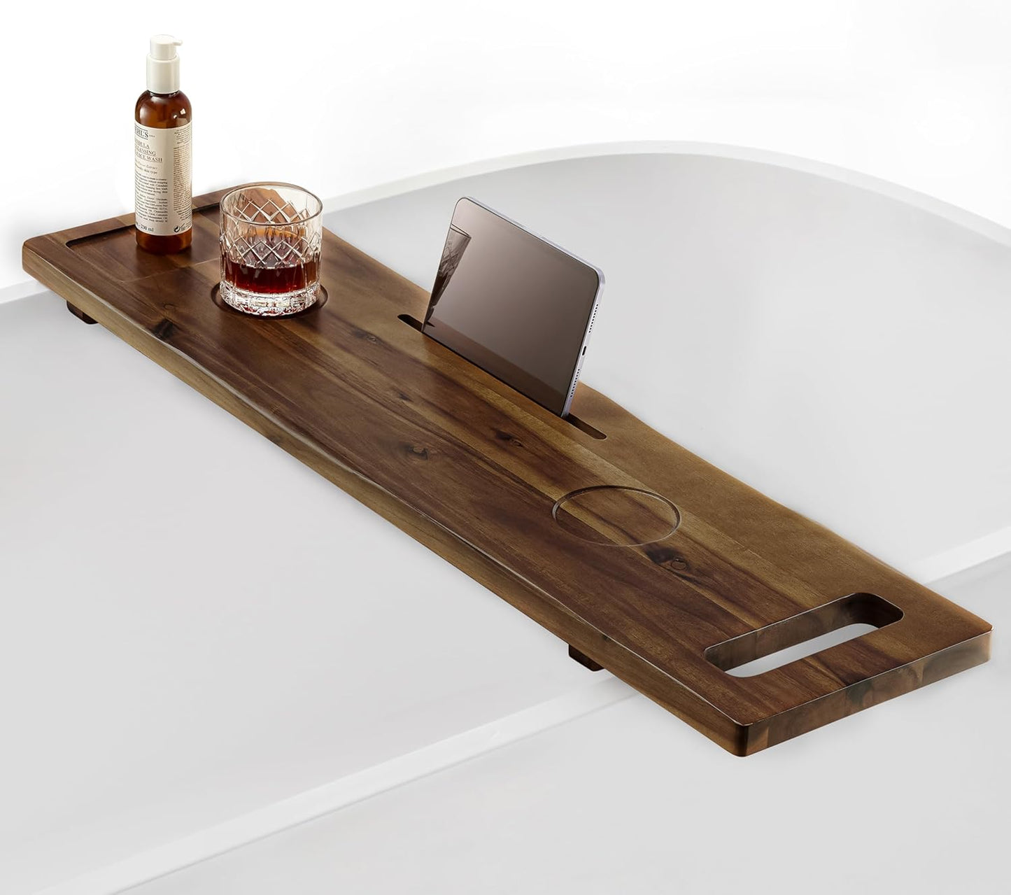 Tinamo Acacia Bathtub Caddy Tray Table | 39 x 9.75 x 2.5 Inch Large Bath Tub Tray Wooden | Anti-Tipping, Sustainable Tub Tray for Bathtub | Bathtub Accessories Holders for Bathtub (Acacia, 39x9.75)