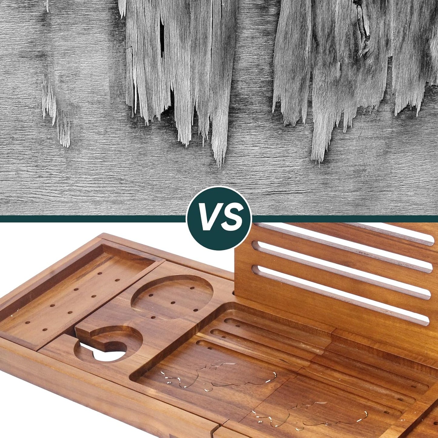 Premium Foldable Teak Bathtub Tray, Expandable Bath Tray for Tub, Luxury Bathtub & Bathroom Accessories