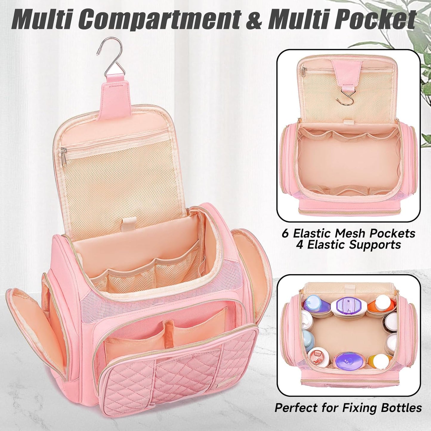 Large Toiletry Bag for Women Men,Bathroom Bag,Water Resistant Makeup Bag,Portable Shower Caddy for College Dorm,Hanging Shower Bag with Transparent Waterproof Phone Pocket