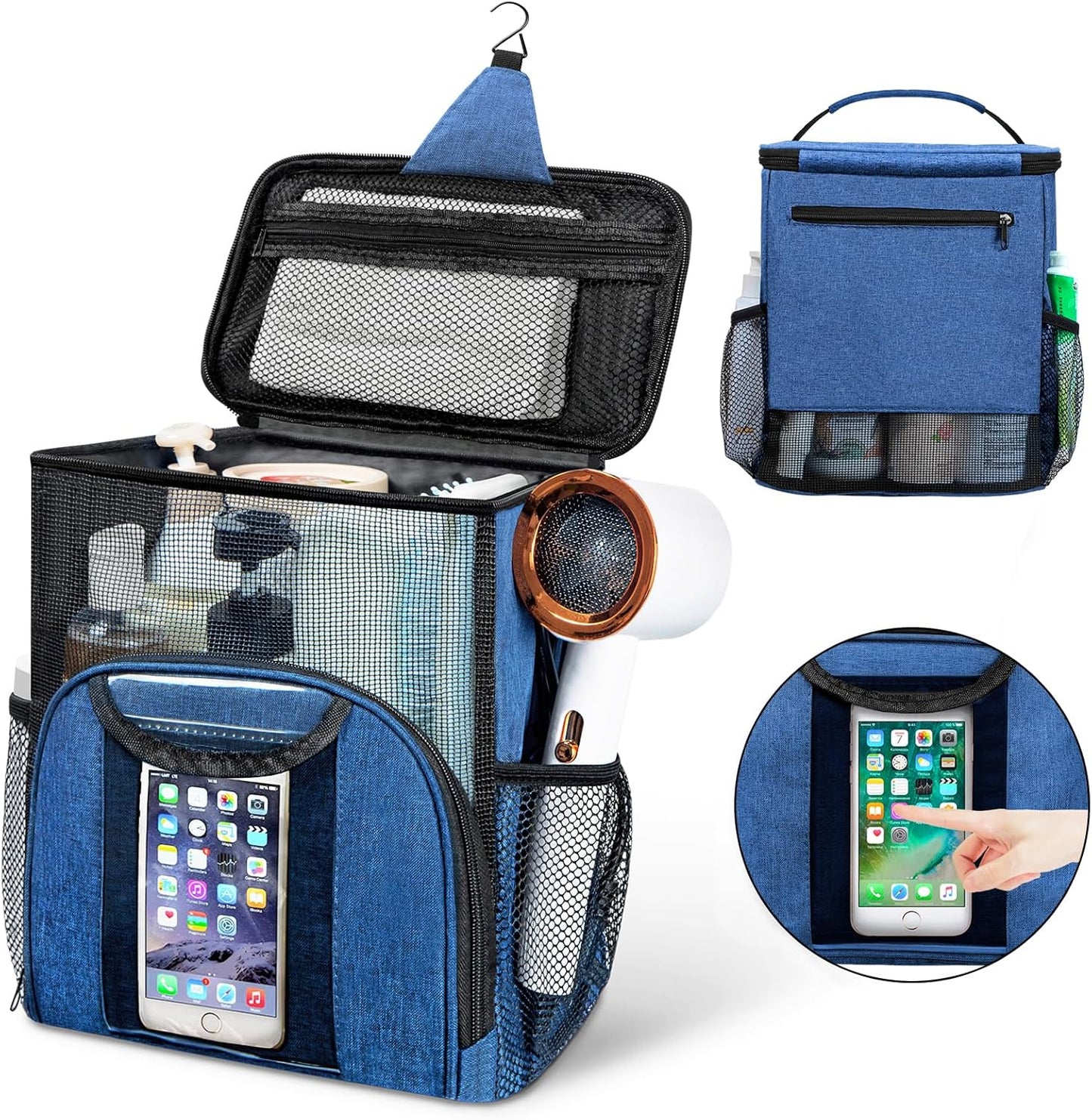 Attmu Portable Shower Caddy College Tote Bag, Quick Dry Hanging Toiletry Bag, Large Capacity Mesh Shower Caddy Portable for College Dorm Room Essentials for Boys and Girls for Bath Camping (Black)