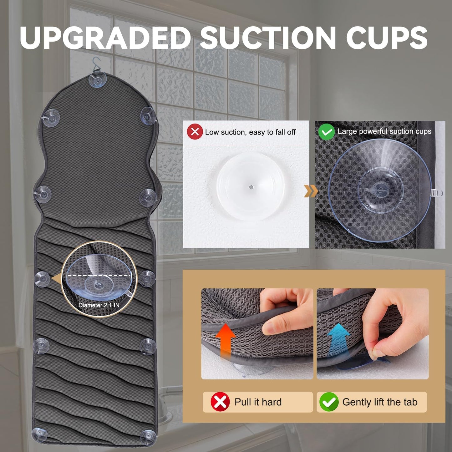 Extra Thick Full Body Bath Pillows for Bathtub- Luxury Bath Cushion for Head, Neck and Back Support, Soft Bath Pillow for Tub, Comfort Relaxation Spa Gifts Bathtub Accessories for Women