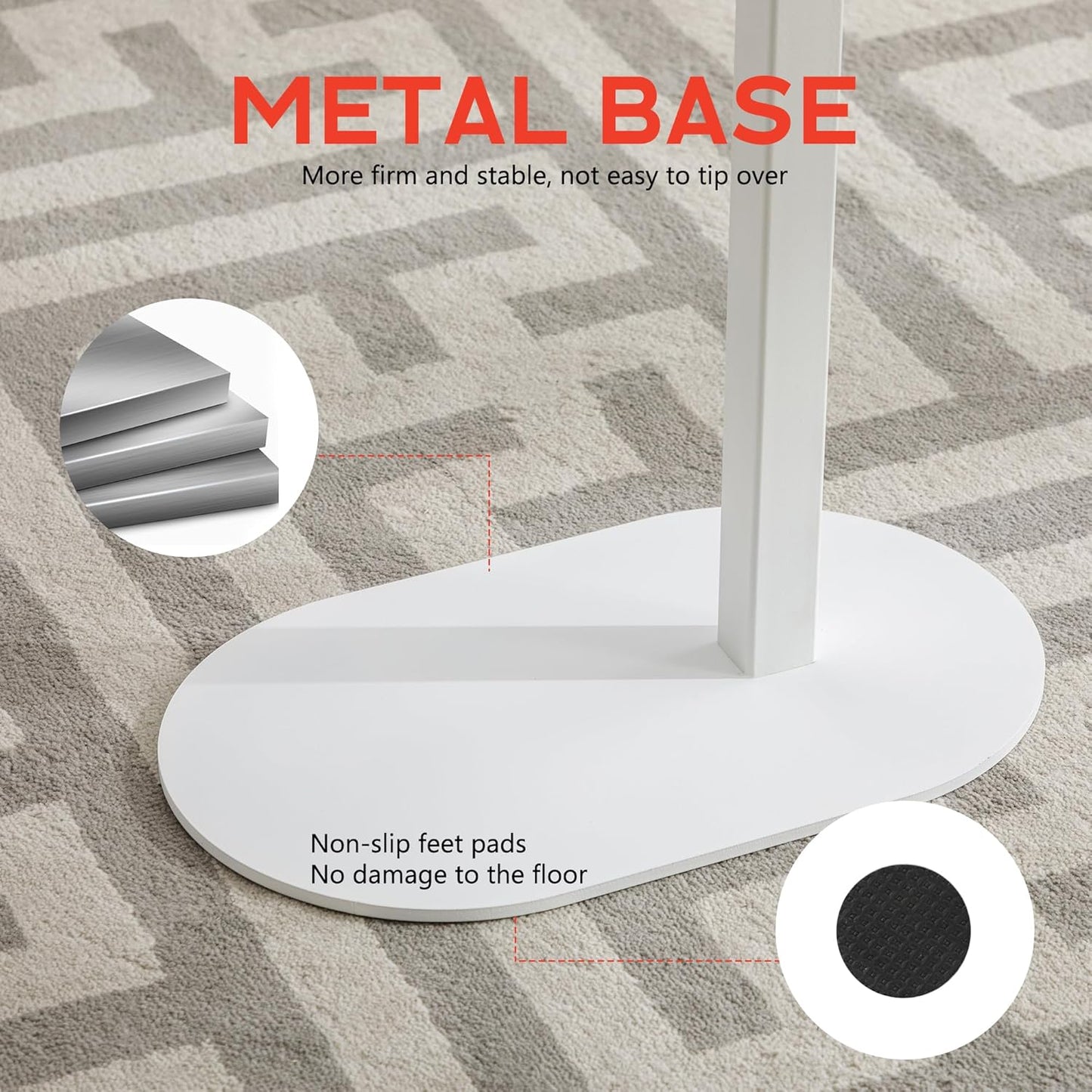 Forevich Bamboo Bathtub Tray Table Bath Side Table with Metal Base Adjustable Height, Portable Freestanding Caddy Tray Tub Shelf for Luxury Bath Home Spa White Table and White Base