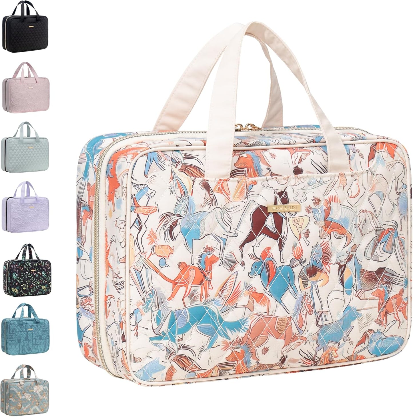 Everfun Hanging Travel Toiletry Bag for Women Traveling With Leakproof Compartment Makeup Cosmetic Organizer Dopp Kit Travel Accessories Essentials Must Have