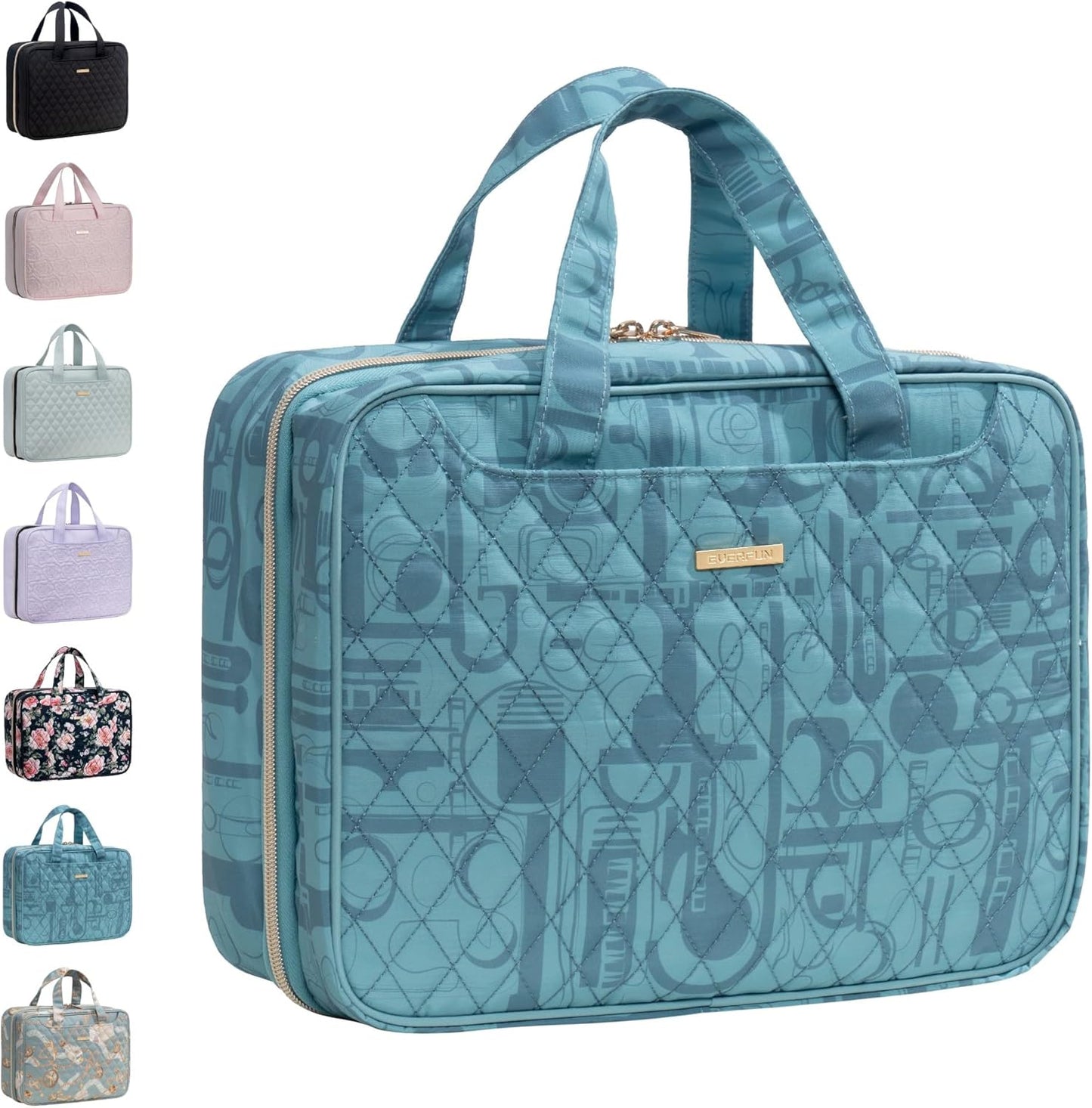 Everfun Hanging Travel Toiletry Bag for Women Traveling With Leakproof Compartment Makeup Cosmetic Organizer Dopp Kit Travel Accessories Essentials Must Have