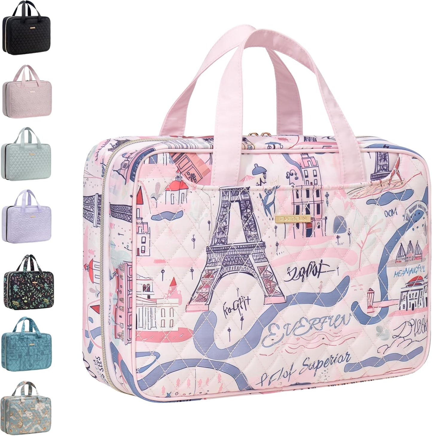 Everfun Hanging Travel Toiletry Bag for Women Traveling With Leakproof Compartment Makeup Cosmetic Organizer Dopp Kit Travel Accessories Essentials Must Have